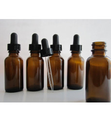 Silver Spur 1-oz Amber Glass Bottles for Essential Oils with Glass Eye Dropper - Pack of 6