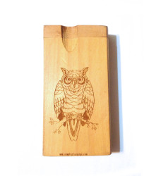 Owl etch carving wood dogout pipe with bat Owl etch carving wood dogout pipe with bat